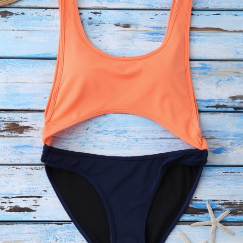Zaful Colour Block Cut Out Swimwear